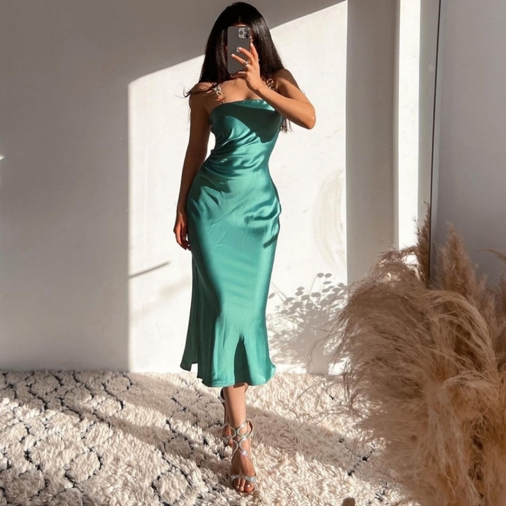 Zara satin slip midi dress